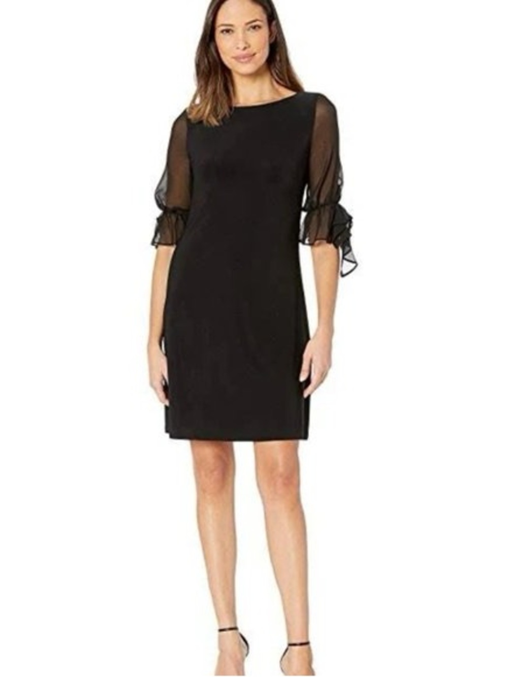NWT Lauren by Ralph Lauren Ruffle Sleeve Georgette Dress Size 12